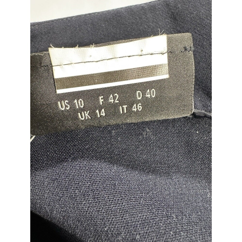 Akris Pants Womens 10 Navy Blue Side Zip Trousers Wool Wide Leg Dress Pants - Picture 12 of 14
